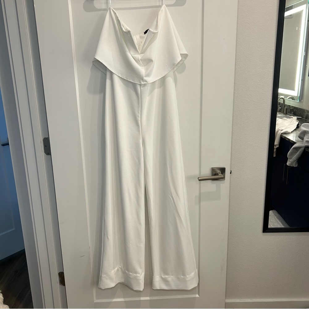 Strapless white jumpsuit